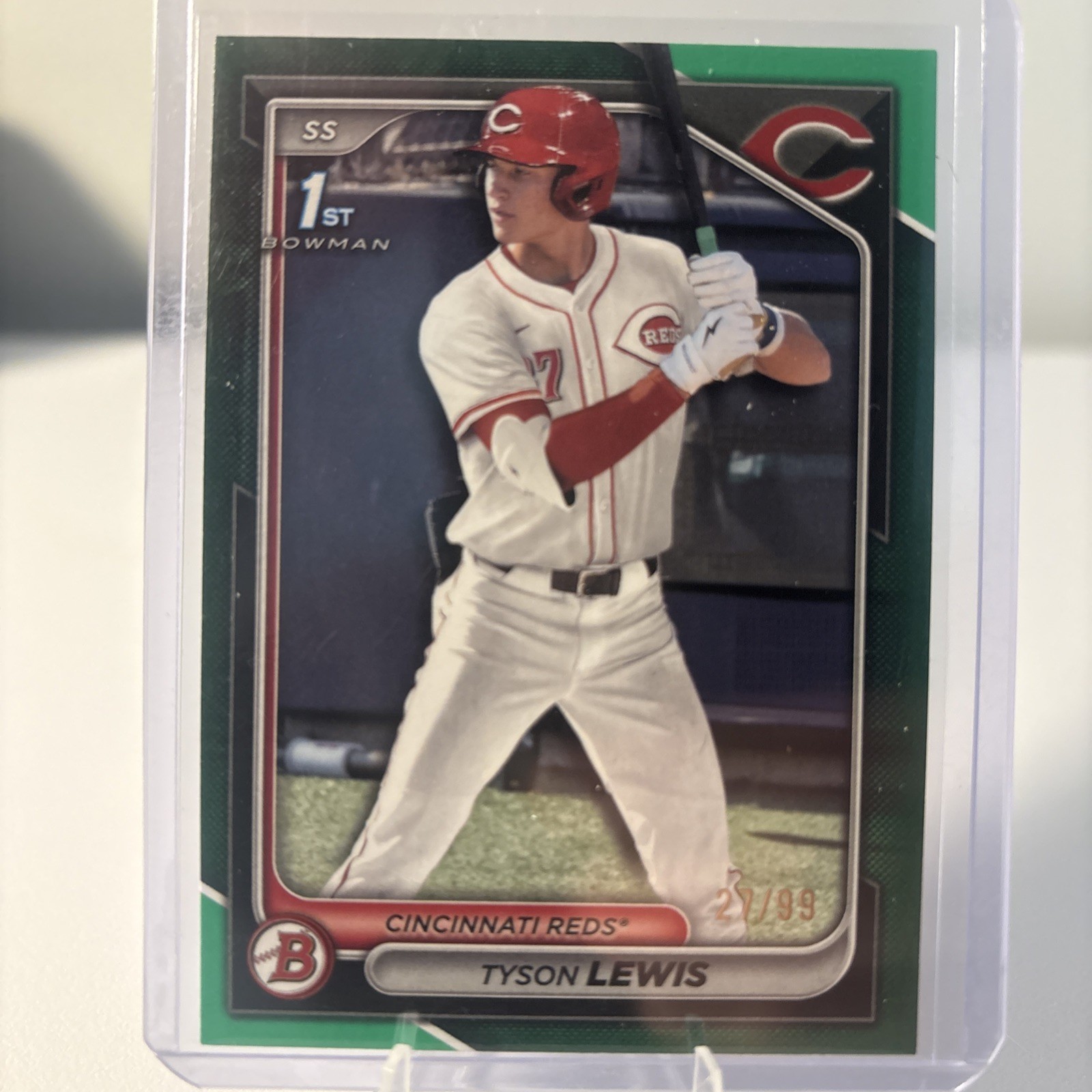 2024 Bowman Draft - Chrome Tyson Lewis #BDC-44 Green Grass Refractor /99 (RC)