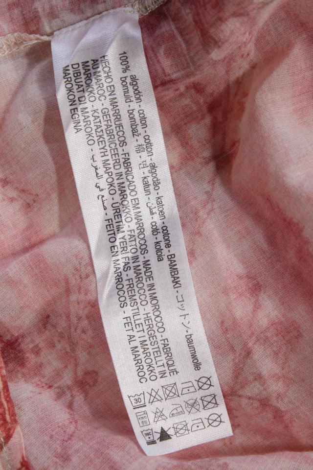 Top de pijama rosa con cuello y botones estampado abstracto de algodón rosa talla M de Zara para mujer Foto 4 de 4