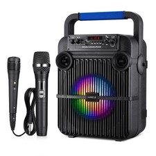 JAMELO Bluetooth Speaker Karaoke Machine with 1 Wireless Microphone/1 Wired Mic