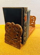 Vintage Wooden Book Rack Hand Carved Extendable Shelf Indian