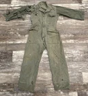 Used Vintage Distressed WWII U.S. Army Military Green Herringbone Coveralls 38R