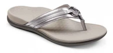 Vionic Tide Aloe Leather Pewter Toe-Post Sandal Flip Flop Women's sizes 5-11 NEW