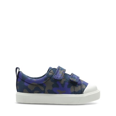 Clarks Boys CITY FLARE LO Toddler Navy Camo Canvas Shoes F/G