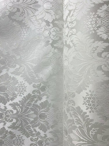 WHITE Damask Jacquard Brocade Flower Floral Fabric (110 in.) Sold By The Yard - Picture 2 of 6