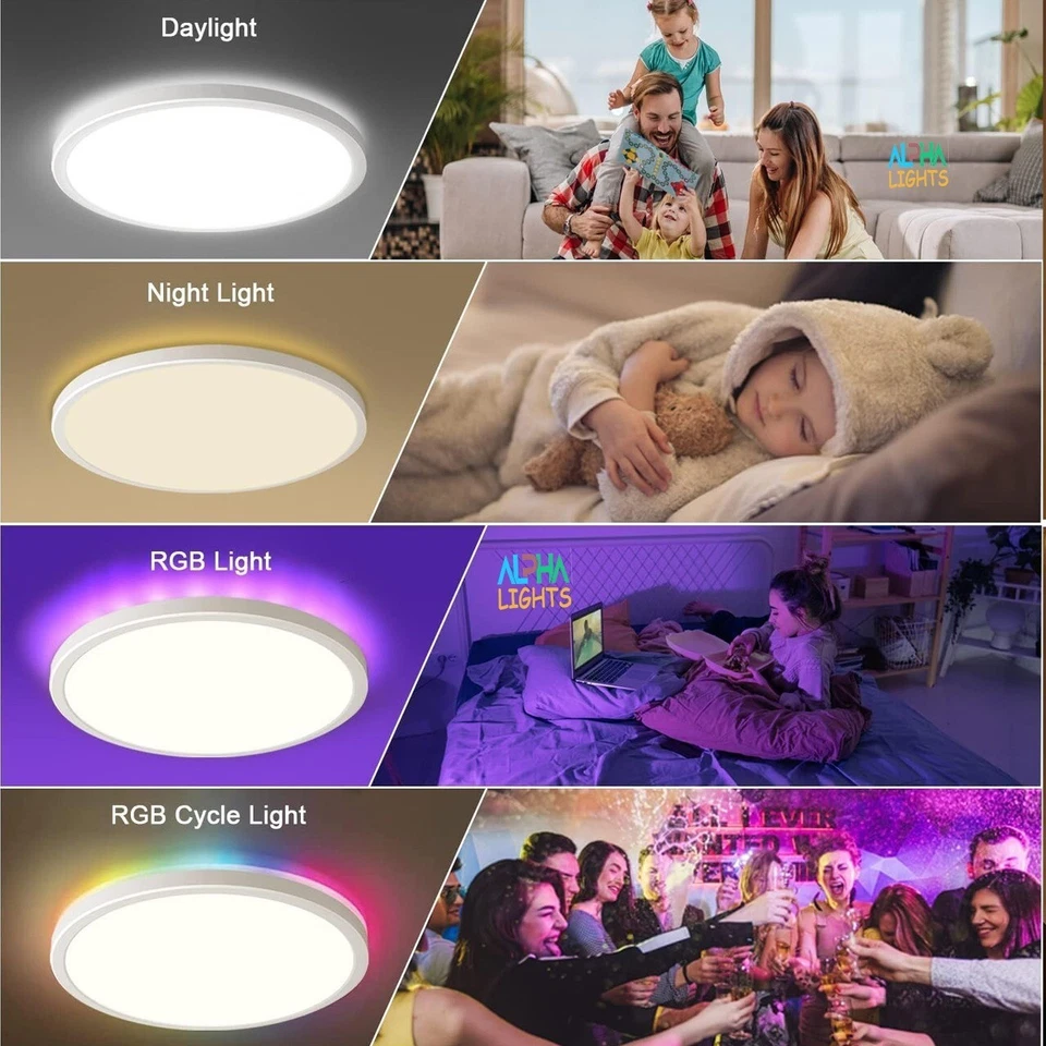 Lámpara de fondo redonda RGB cerca del techo, luz para dormitorio, sala de estar - Imagen 3 de 4