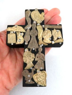 Milagros Wood Folk Art Wall Cross ~ Mexico