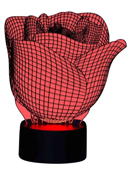 Originelle 3D Led-Lampe Rose Tischlampe Nachttischlampe Mehrfarbenlicht Wohnlich-image