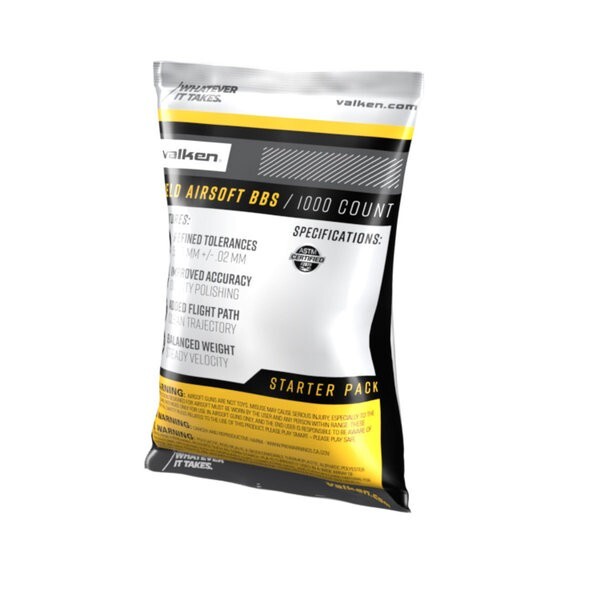 Valken Field Airsoft BIO Biodegradeable BBs 0.20g - 1000 Count Reseal Bag White