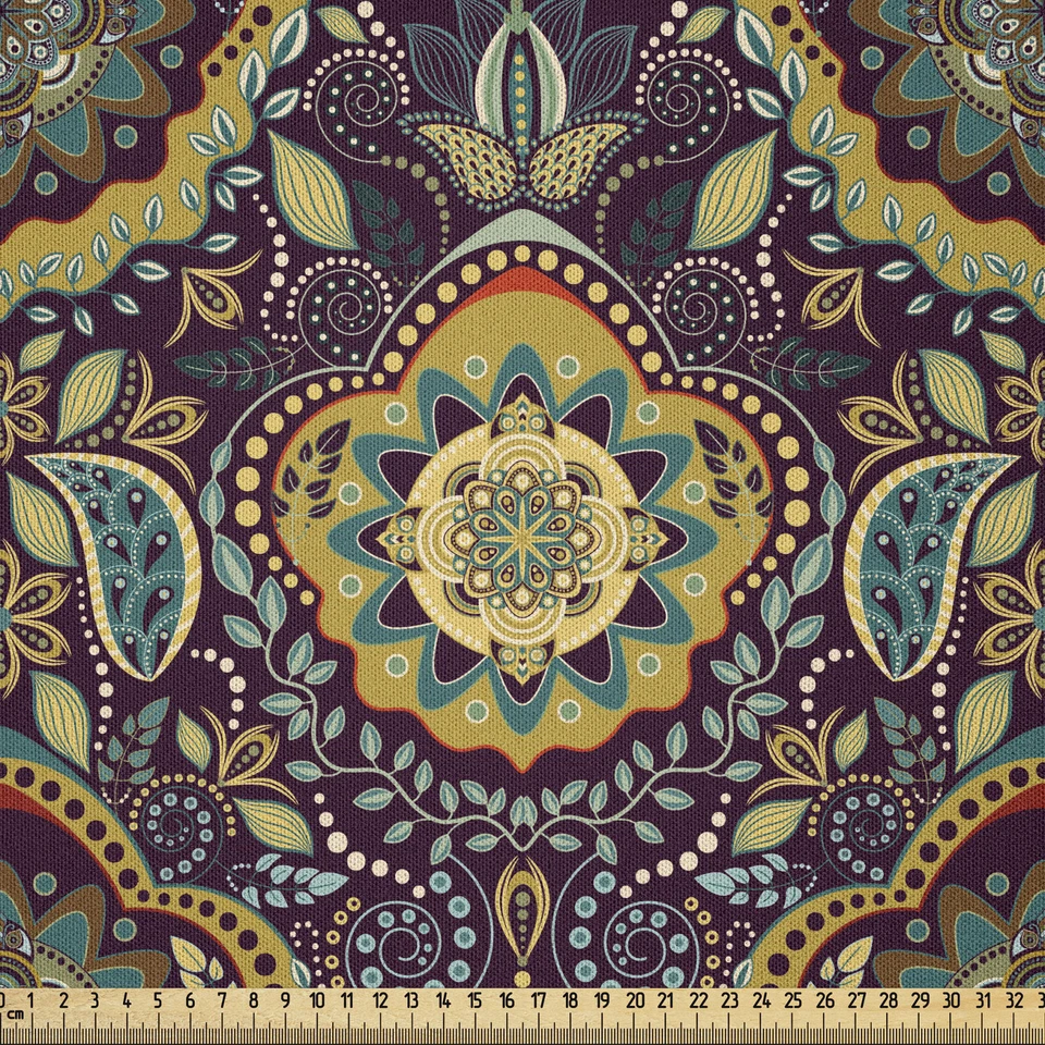 ABAKUHAUS Jacobean Microfaser Stoff als Meterware Botanische Kunst Zusammensetzung