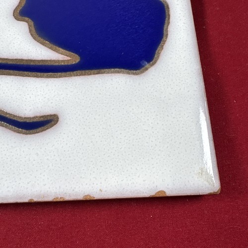 Vintage Handmade Italy Artus Tiles Navy Blue Cats Ceramic Trivet - Picture 7 of 24