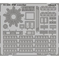 MW22 Eduard 72525 F6F Exterior 1/72 Pe Set For Cyber Hobby