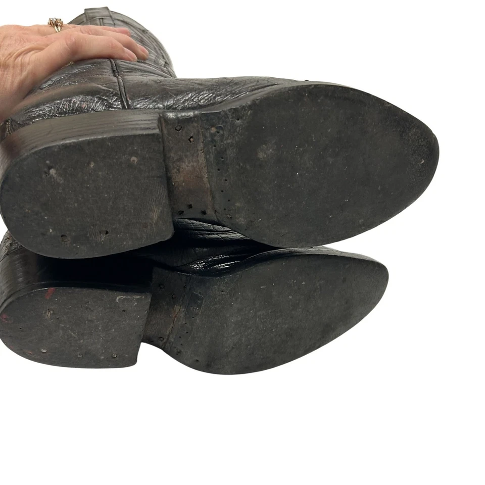 Botas ROCKABILLY vintage anos 70 masculinas Black Cherry Cowboy Western OSTRICH QUILL ponta de asa - Imagem 4 de 4