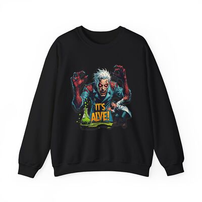 Halloween Themed Crewneck Sweatshirt with 'It's Alive!' Design, Unisex