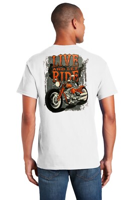 Biker Live And Let Ride Classic American Knucklehead Motorcycle Mens T Shirt