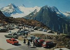 Swiss Alps Griesgletscher Glacier 1960 Cars Visitors Valais Postcard