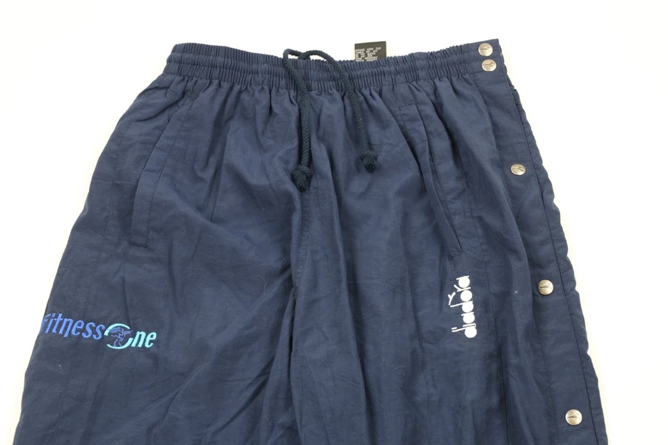 Pantalones De Colección Años 90 Diadora Fútbol Para Hombres Medianos Deletreados Bloque De Color Forrados Tearaway Foto 2 de 4