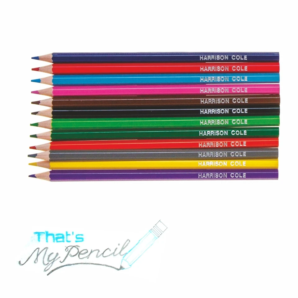 12 Hexagonal Colouring/Coloured Personalised Pencils Embossed with Name - Image 3 of 3