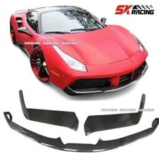 Real Carbon Fiber Front Bumper Lip Side Splitter For Ferrari 488 GTB 2016-2019