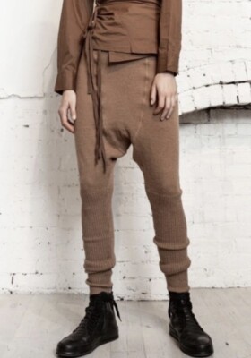 NEW FREE PEOPLE X NICHOLAS K SZ M CELESTE RIBBED ALPACA SWEATER PANT CAMEL
