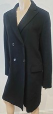 Jil Sander Black Cashmere Double Breasted Collared V Neck Silk Lined Winter Coat