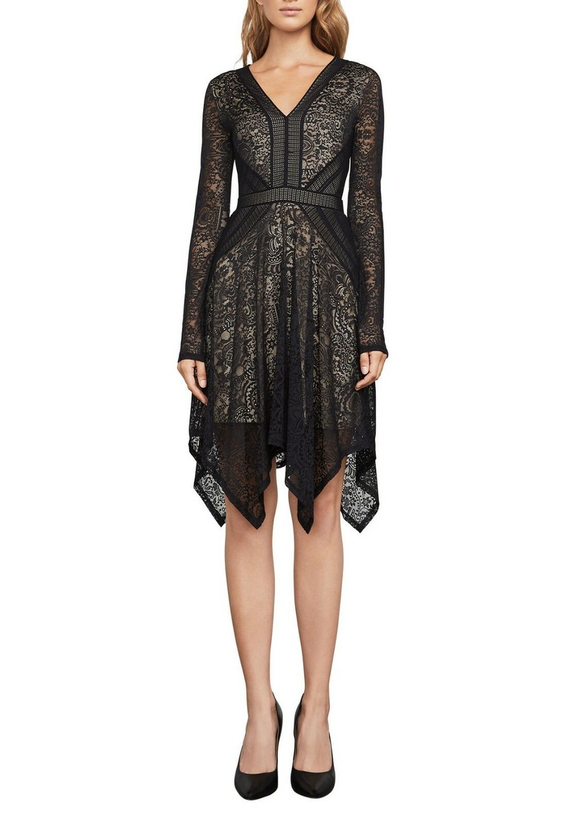 Bcbgmaxazria Women's Alex Lace Handkerchief Dress - Black - Size M