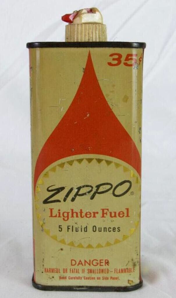 Vintage 35¢ Zippo Lighter Fuel Fluid Tin Can 5 oz Vintage 35¢ Zippo Lighter Fuel Fluid Tin Can 5 oz
