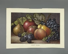 Currier And Ives Travelers Insurance 1971 Calendar Page Fruit Piece 22” X 16”