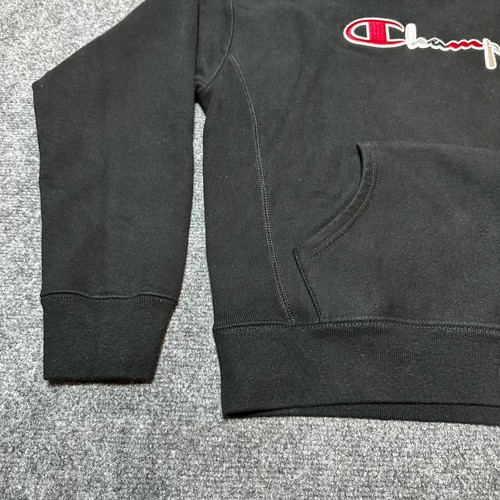 Champion Hoodie Youth Kids Large Black Cotton Sweatshirt Pullover Reverse Weave - Picture 10 of 14