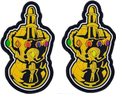Infinity Gauntlet Middle Finger 3D-PVC RUBBER PATCH  | 2PC - HOOK BACKING PVC 3''