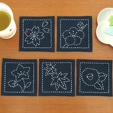 Japan Embroidery  SASHIKO KIT COASTER 2 FUJIHISA with tread & needle