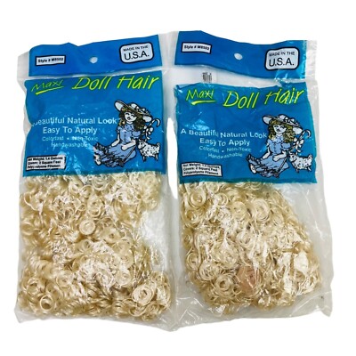 Maxi Doll Hair Blonde 2 Pack 1.4 Oz 2 sq ft each Natural Look & Feel Made In USA
