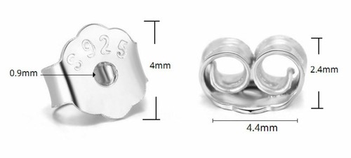 925 Sterling Silver Butterfly/Bullet/PAD Earring Push Backs Ear Posts Stoppers - Picture 3 of 8