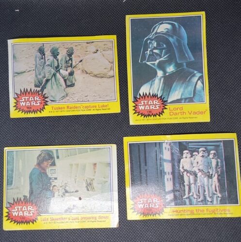 Lot de 4 cartes à collectionner Star Wars 1977, LIVRAISON GRATUITE - Photo 1 sur 9