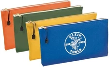 Klein Tools 5140 Zipper Bags, Canvas Tool Pouches Olive/Orange/Blue/Yellow