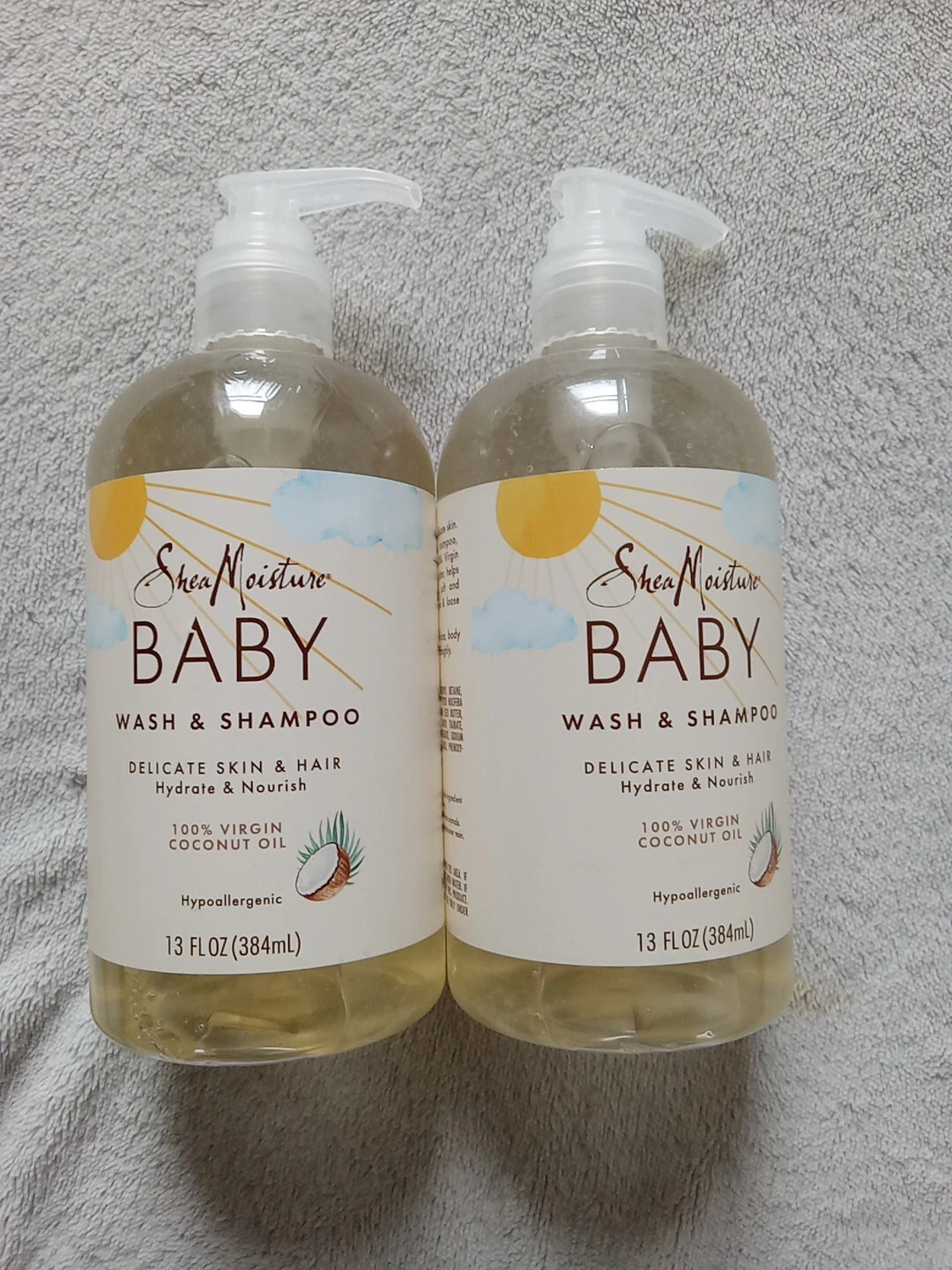 2 Shea Moisture Virgin Coconut Oil Baby Wash & Shampoo Delicate Skin 13 Fl Oz