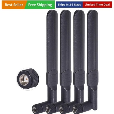 Dual Band WiFi 2.4GHz 5GHz 5.8GHz 8dBi MIMO RP-SMA Male Antenna 4-Pack for Wi...
