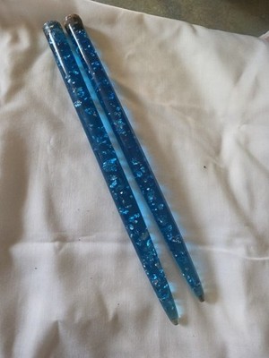 SILVER FLECK 2 TAPER CANDLE SET 12'' CLEAR ACRYLIC LUCITE MODERN MID CENTURY