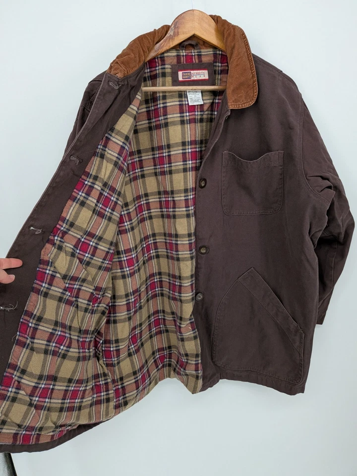 Faded Glory Vintage Granero Abrigo Tareas Campo Chaqueta Mujer XL Pana Cuello Marrón Foto 2 de 4