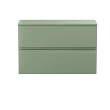 Mavesyn Contemporary 2 Drawer Wall Hung Vanity Unit with Worktop, Satin Green, 8
