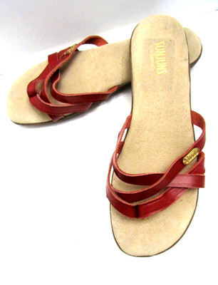 GH Bass Co Sunjuns SHARON Flat Strappy Thong Sandals BURGUNDY-RED FLIPFLOPS  8N
