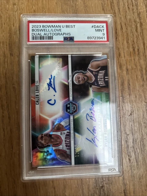 2023-24 Bowman Best University #Caleb Love Kylan Boswell Dual Auto #/25 PSA 9