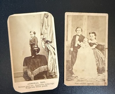 CDVs of Tom Thumb Family & Admiral Dot Little People performers Circus 1870 s
