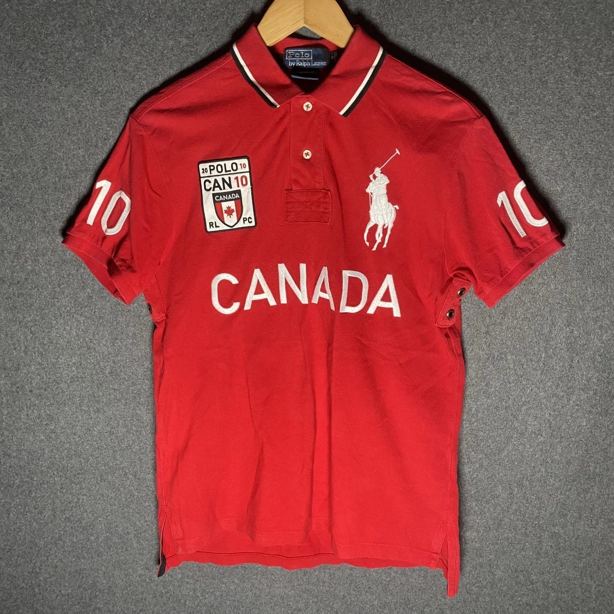 Vintage Polo Ralph Lauren Polo Shirt Mens Medium Red Canada Custom Fit Preppy