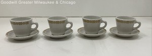 Vintage Shenango China Restaurant Ware Gold Daisy Dot Cups & Saucers Set of 4