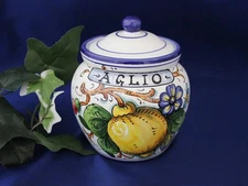Tuscany Italian Pottery Garlic Jar Garlic Keeper Lemon Blossom Bees Italy