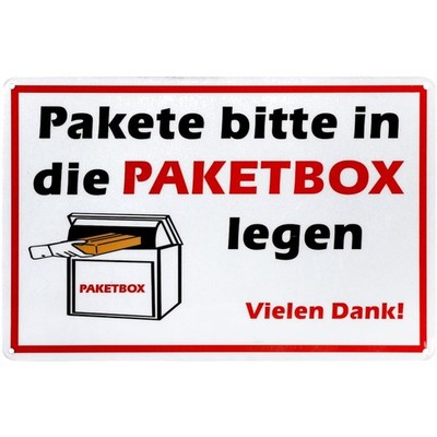 Paketbox Schild Aluminium 30x20cm, UV-beständig, Paketbox Kennzeichnung