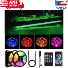 Led Strip Boat Lights Kit, 50FT Bluetooth Multi-Color Marine Pontoon Led Lights