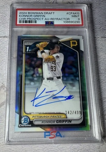 2024 Bowman Draft Chrome Prospect Autographs Konnor Griffin Refractor /499 PSA 9