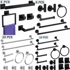 Bathroom Hardware Accessories Set Wall Mount Bath Towel Bar Set Stainless Steel