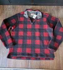 Wrangler 1/4 zip Pullover Fleece Men's Red Black Large NWT Plaid Shirt